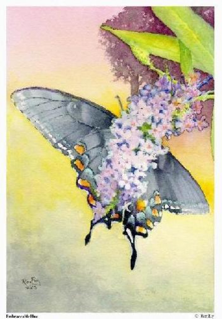 Blue Butterfly and lilac jigsaw puzzle in Barbara Vavra puzzles on TheJigsawPuzzles.com